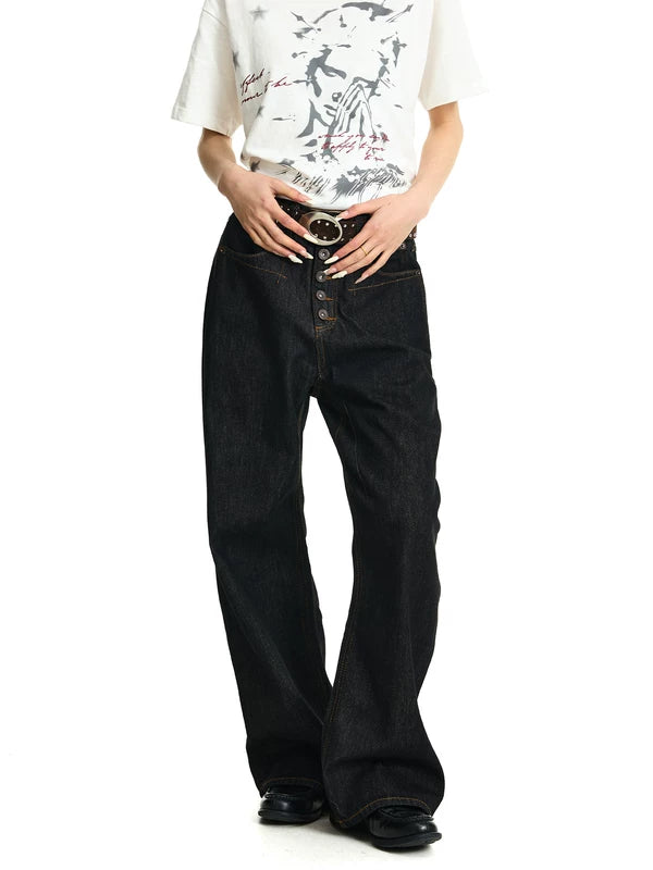 Selvedge Denim Five-Button Wide Leg Pants 4
