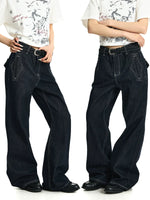 Selvedge Denim Loose Fit Flared Pants 1