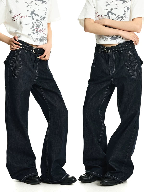 Selvedge Denim Loose Fit Flared Pants 1