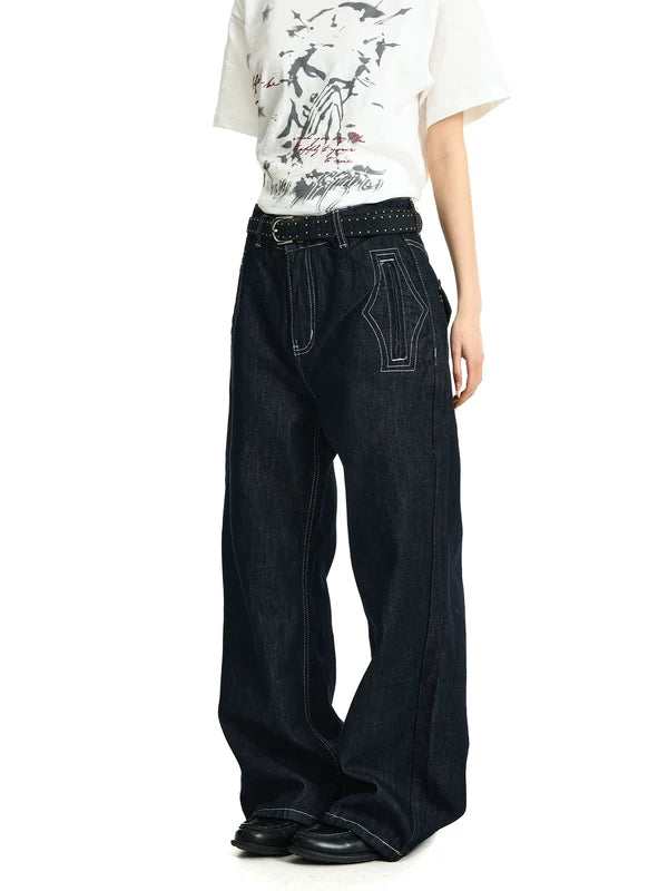 Selvedge Denim Loose Fit Flared Pants 4