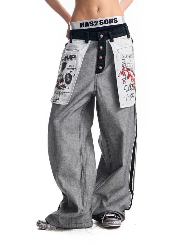 Selvedge Denim Wide Leg Reversible Pants 2