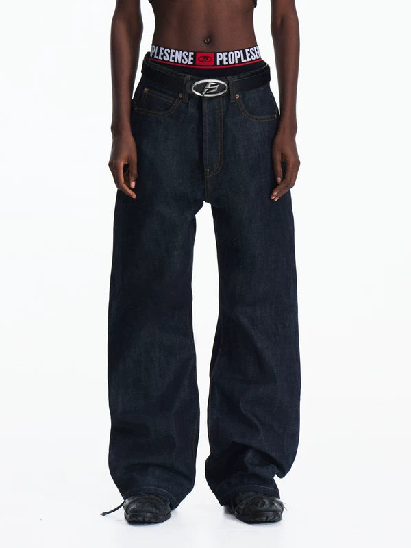 Selvedge Raw Denim Loose Fit Jeans Pants 1