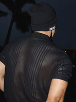 Semi-Open Sheer Knit Polo Sweater 4