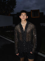 Sequined Hollowed-Out Long-Sleeve Shirt 5
