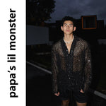 5463375608559,5463375608560,5463375608561,5463375608562, Sequined Hollowed-Out Long-Sleeve Shirt