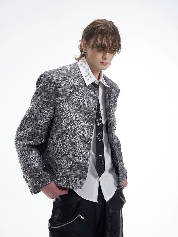 Sequined Padded Shoulder Jacket 2