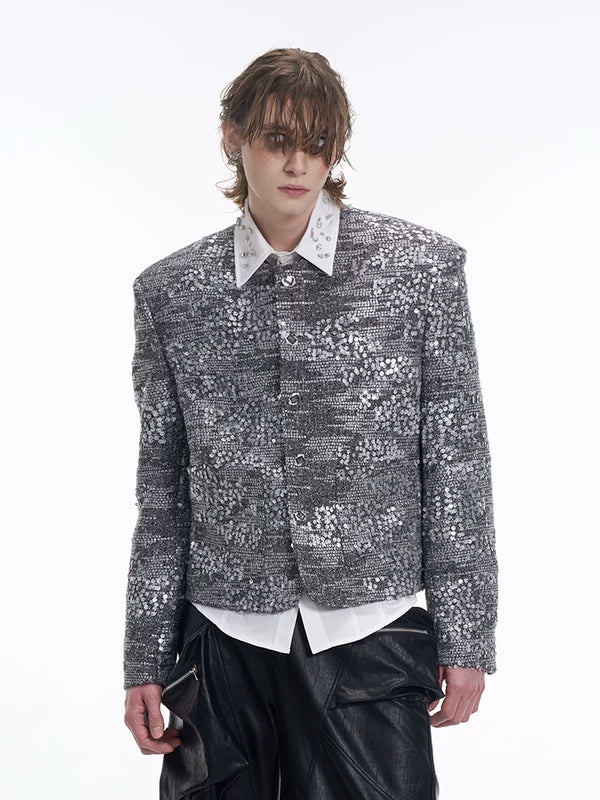 Sequined Padded Shoulder Jacket 3