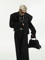 Sequined Padded Shoulder Suit with Pants 3