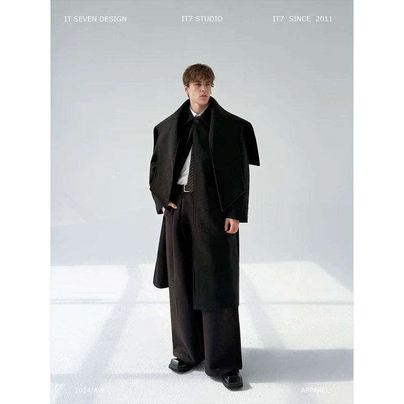 Shawl Collar Single-Button Long Coat 1