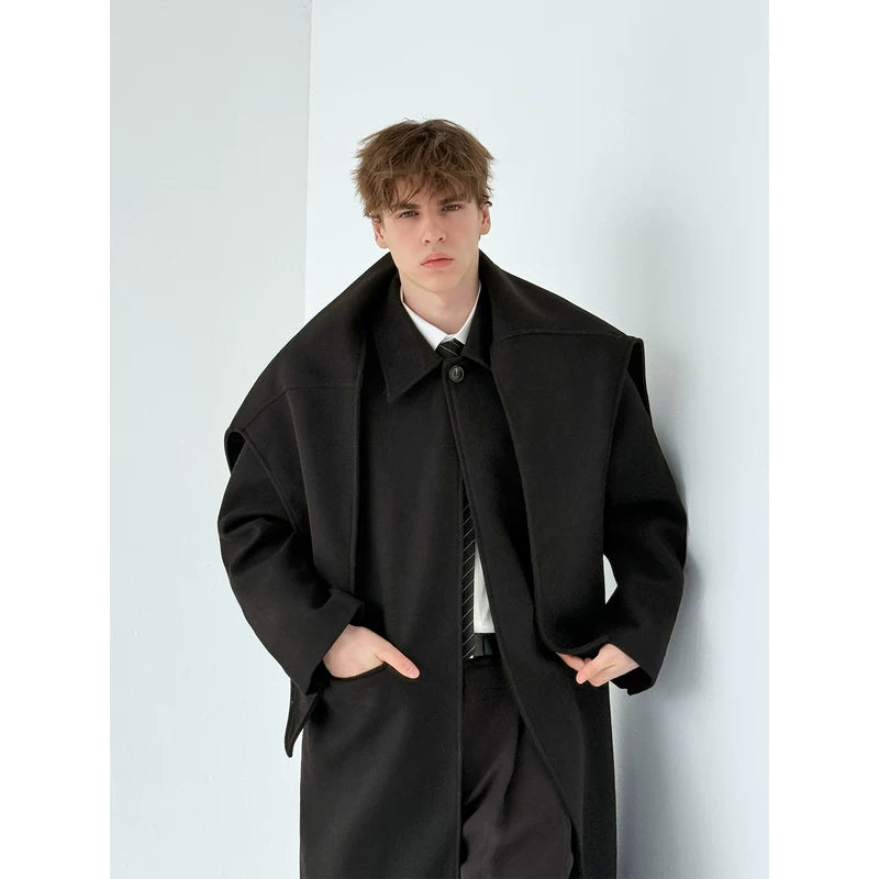 Shawl Collar Single-Button Long Coat 5