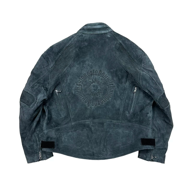 Sheepskin Embroidered Biker Motorcycle Jacket 2