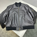 Sheepskin Leather Bomber Baseball Jacket 3