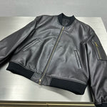 Sheepskin Leather Bomber Baseball Jacket 4
