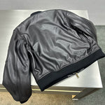 Sheepskin Leather Bomber Baseball Jacket 5