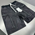 Sheepskin Leather Cargo Shorts with Drawstring 2