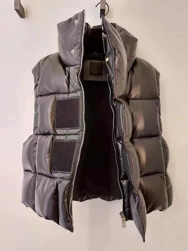 Sheepskin Leather Down Puffer Vest 1