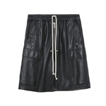 Sheepskin Leather Wide-Leg Cargo Shorts 1