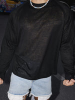 Sheer Crew Neck Long Sleeve T-Shirt 3