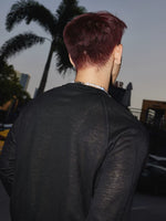 Sheer Crew Neck Long Sleeve T-Shirt 4