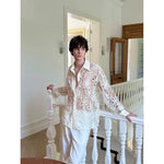 Sheer Floral Embroidered Collared Shirt 4