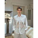 Sheer Lace Back Long Sleeve Shirt 3