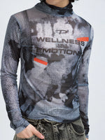 Sheer Mesh Graphic Long Sleeve T-Shirt 3