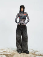 Sheer Mesh Graphic Long Sleeve T-Shirt 5