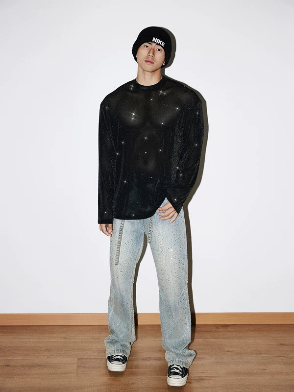 Sheer Sequined Long-Sleeve T-Shirt 5