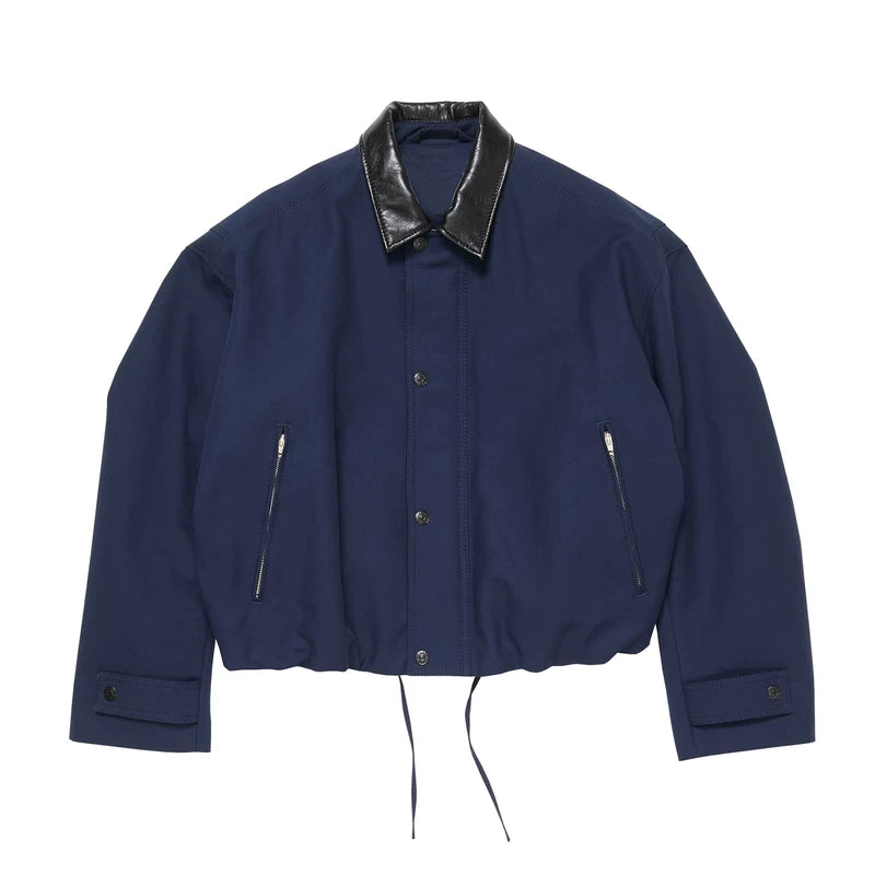 Short Barn Style Jacket with Leather Collar 1