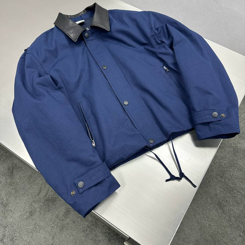 Short Barn Style Jacket with Leather Collar 2