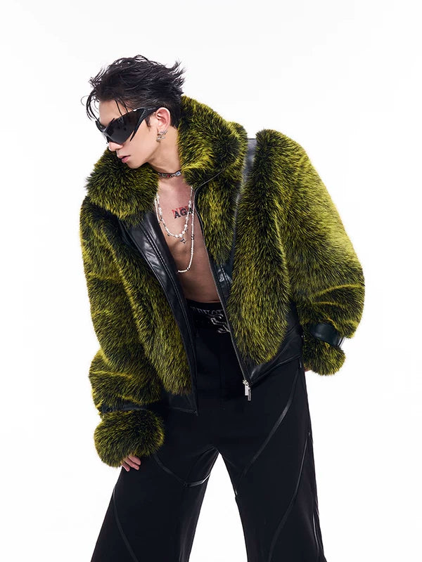 Short Faux Fur Leather Jacket 4