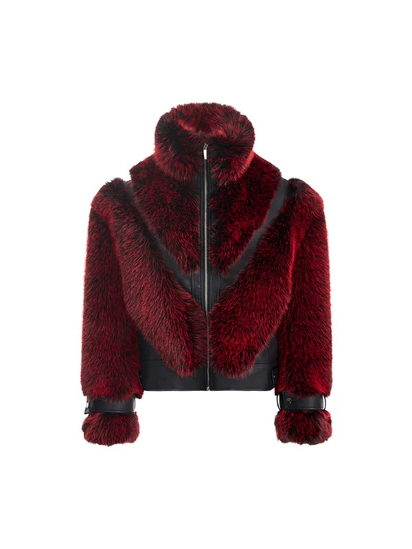 Short Faux Fur Leather Jacket 5