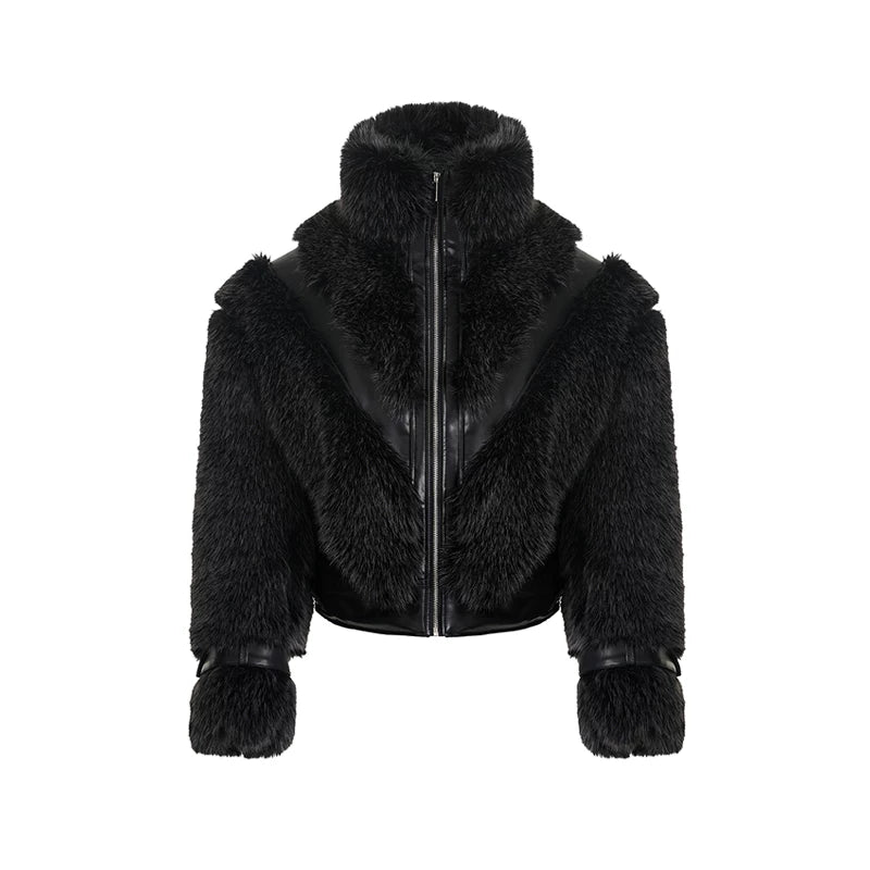 6122292991249,5654236424979,5654236424980,5654236424981, Short Faux Fur Leather Jacket