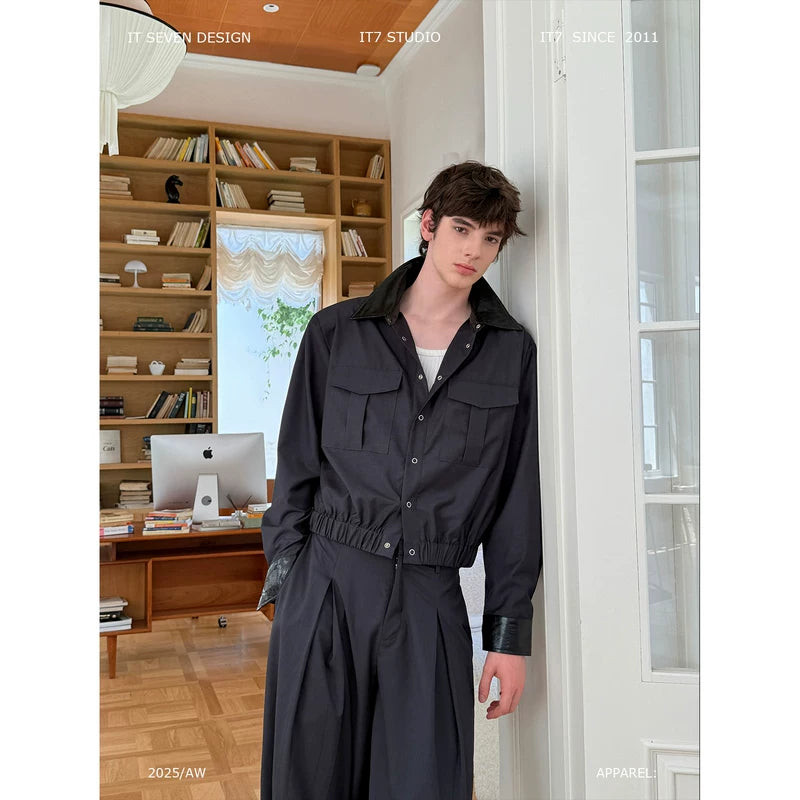 Short Jacket and Wide-Leg Pants Set 1