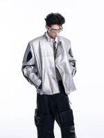 Short Leather Jacket With Asymmetrical Placket 3