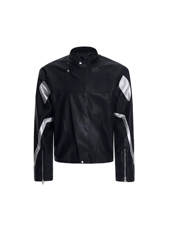 Short Leather Jacket With Asymmetrical Placket 5