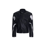 5687302482426,5687302482427,5687302482428, Short Leather Jacket With Asymmetrical Placket