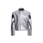 5687302482429,5687302482430,5687302482431, Short Leather Jacket With Asymmetrical Placket