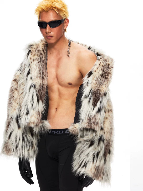Short Leopard Print Faux Fur Coat 1