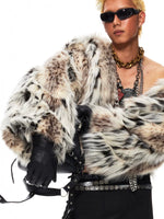 Short Leopard Print Faux Fur Coat 4