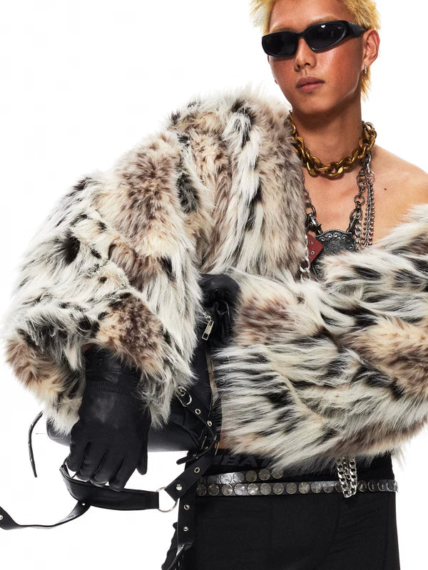 Short Leopard Print Faux Fur Coat 4