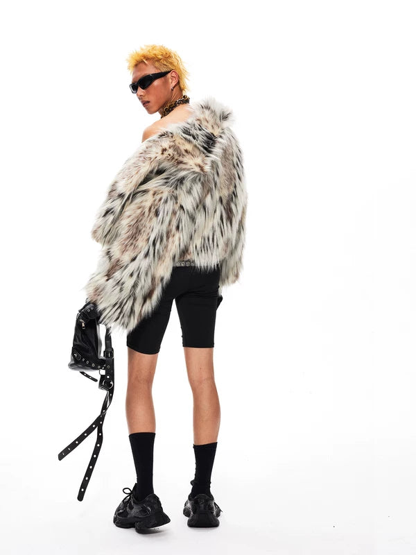 Short Leopard Print Faux Fur Coat 5