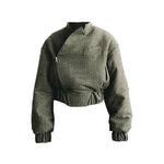 Short Oversized Quilted Bomber Flight Jacket 1