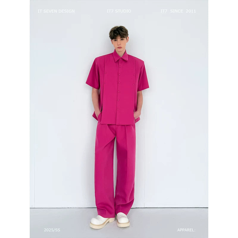 Short-Sleeve Button Shirt and Pants Set 1