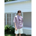 Short Sleeve Double-Breasted Stand Collar Shirt 1