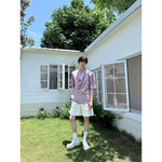 Short Sleeve Double-Breasted Stand Collar Shirt 3