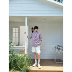 Short Sleeve Double-Breasted Stand Collar Shirt 5