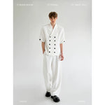 Short-Sleeve Double-Breasted Suit Jacket and Pants 1