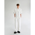 Short-Sleeve Double-Breasted Suit Jacket and Pants 4