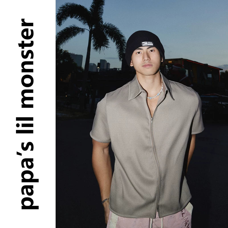 6180870407122,6180870407123,6180870407124,6180870407125, Short-Sleeve Full-Zip Collared Shirt